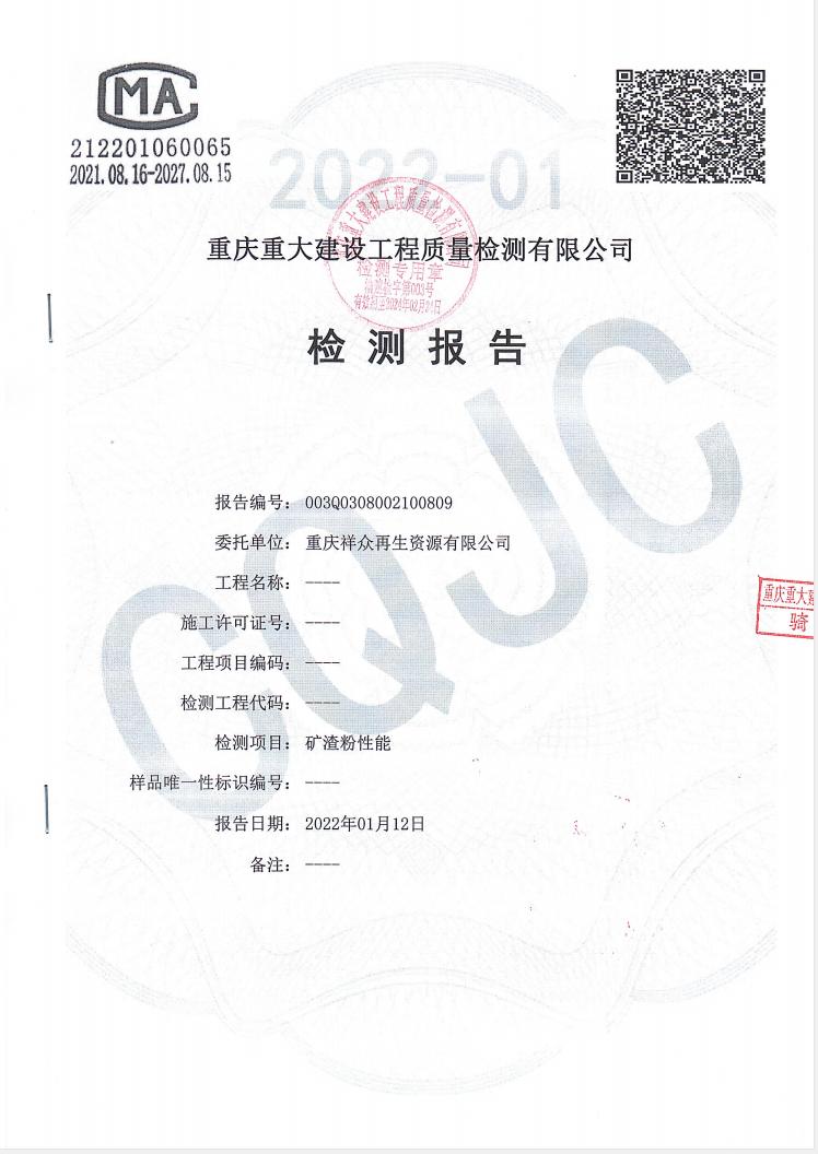 重大建設工程質量檢測報告